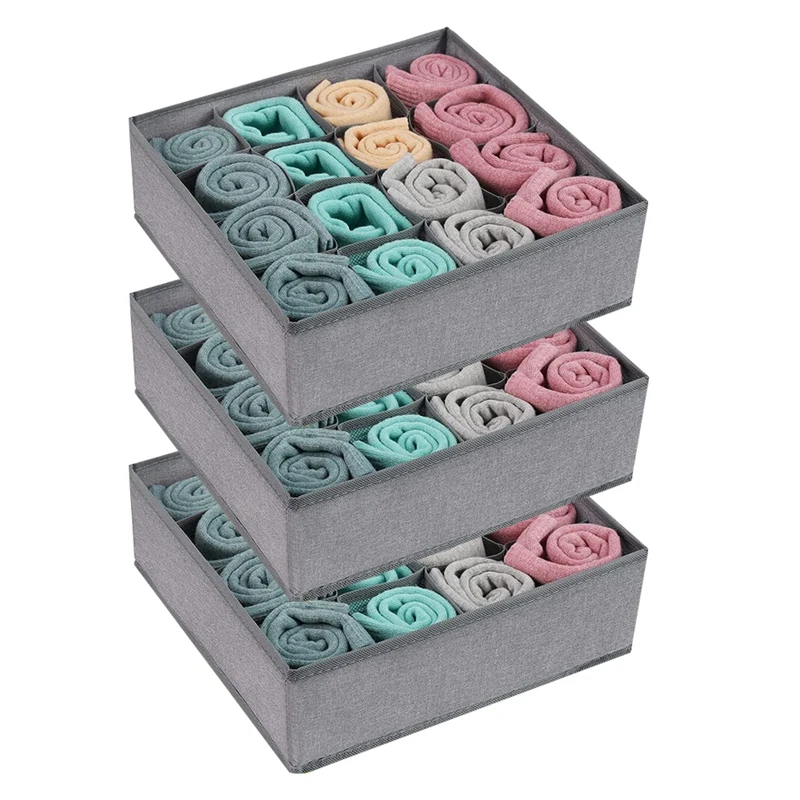 3 Pack Socks Underwear Drawer Organizer Divider, 16 Cell Collapsible Cabinet Closet Organizer Storage Boxes
3 Pack Socks Underwear Drawer Organizer Divider, 16 Cell Collapsible Cabinet Closet Organizer Storage Boxes