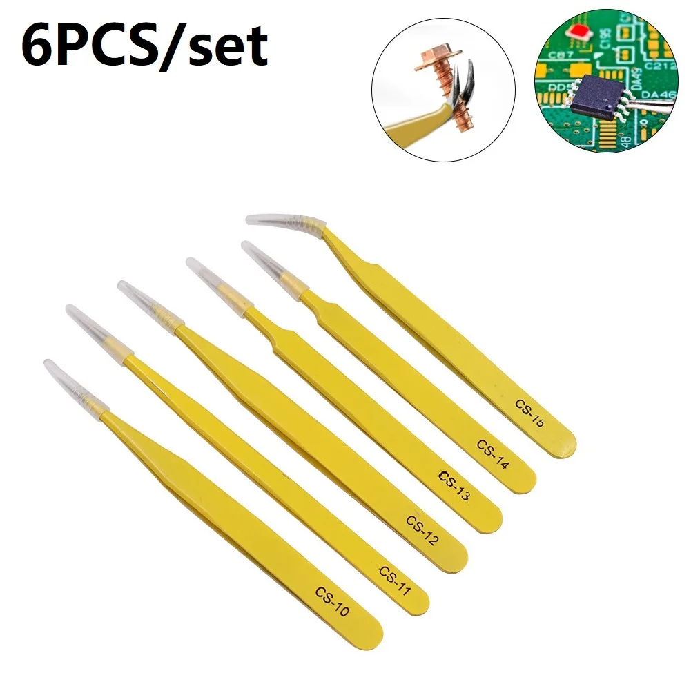 6 Pcs Tweezers Anti-static Industrial Tweezers Stainless Steel Curved Straight Tip Forceps Hand Tool Repair Tools
6 Pcs Tweezers Anti-static Industrial Tweezers Stainless Steel Curved Straight Tip Forceps Hand Tool Repair Tools