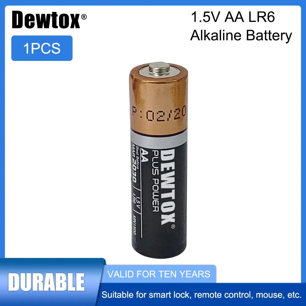 

100% Original DEWTOX 1.5V AA Alkaline Battery LR6 For toy, camera, remote control, translator, etc Dry Primary Battery