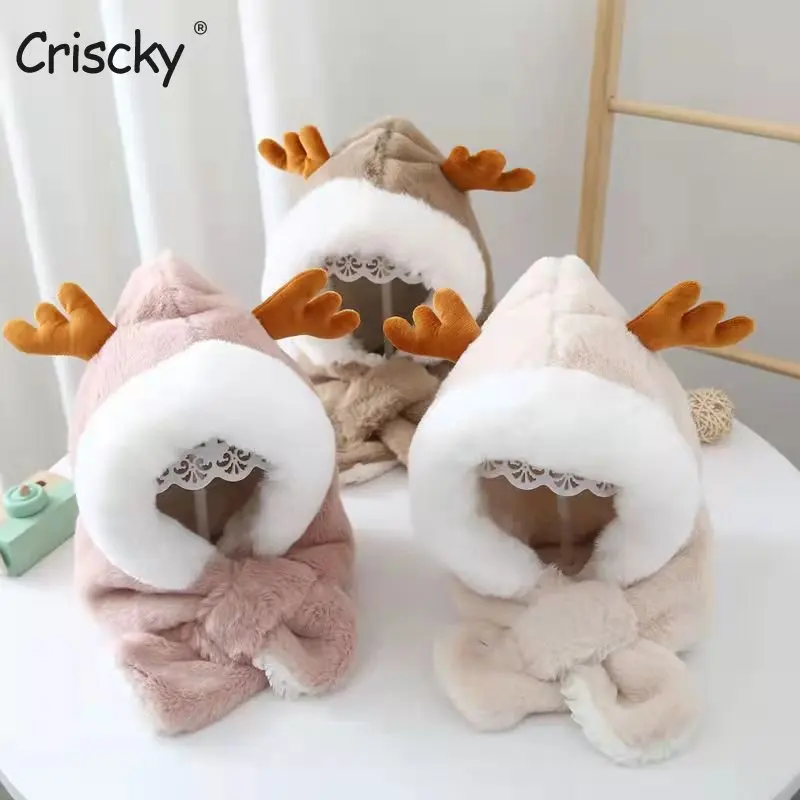 Criscky Baby Hat+scarf Winter Cute Antler Plush Warm Children Headgear Ear Protection Cartoon Cold Protection Newborn Kid Hat
Criscky Baby Hat+scarf Winter Cute Antler Plush Warm Children Headgear Ear Protection Cartoon Cold Protection Newborn Kid Hat