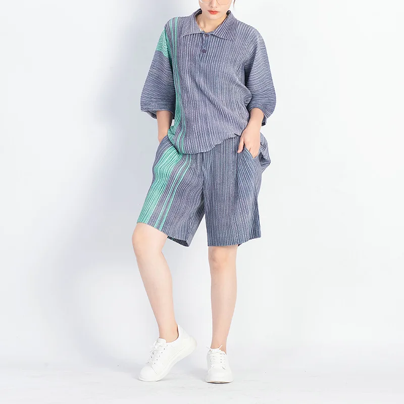 NOBLE Summer Wear Suit Miyake Contrast Color Women's Sweet Cool Tshirt Top Short Waistband Lace-up PantsTwo Sets
NOBLE Summer Wear Suit Miyake Contrast Color Women's Sweet Cool Tshirt Top Short Waistband Lace-up PantsTwo Sets