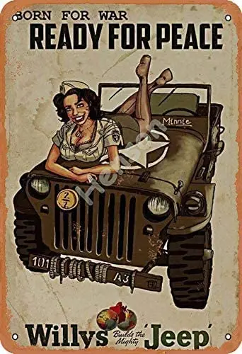 Настенная металлическая железная тарелка «Born for War Ready for Peace» Willys Jeep Tin Sign
Настенная металлическая железная тарелка «Born for War Ready for Peace» Willys Jeep Tin Sign