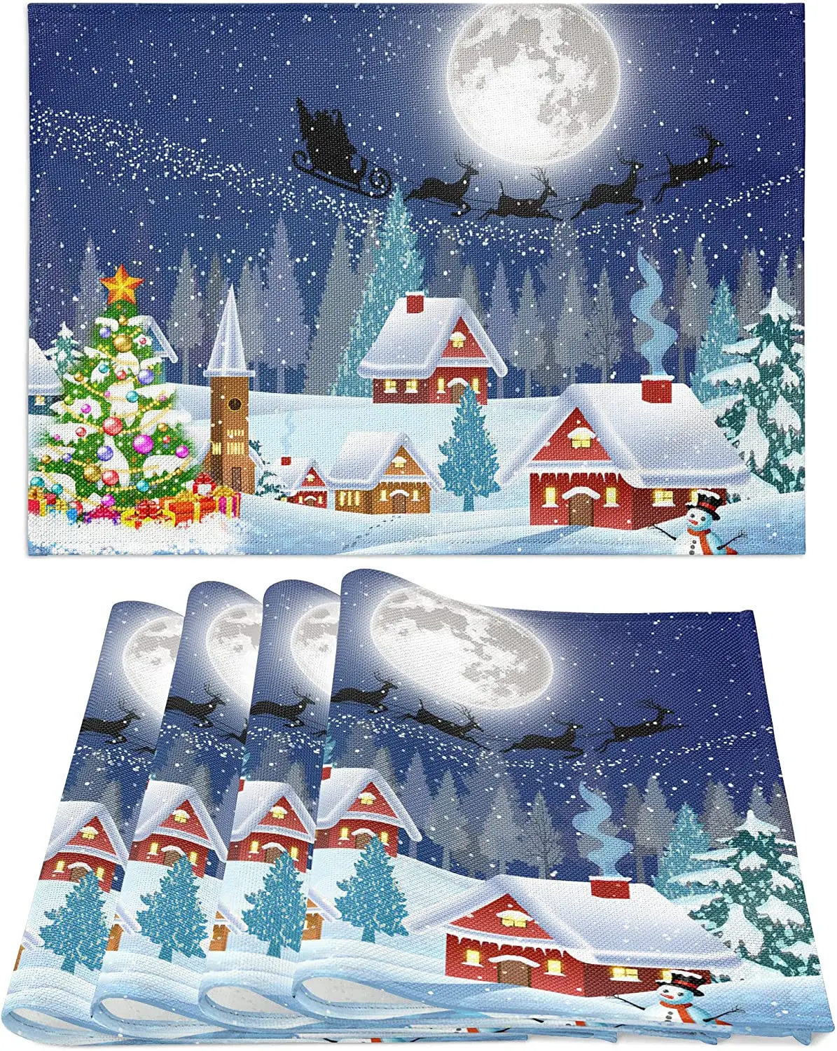 Christmas Placemats Set of 4 Xmas Tree Deer Snowman Moon Table Placemats for Kitchen Dining Washable Wipeable Heat Resistant
Christmas Placemats Set of 4 Xmas Tree Deer Snowman Moon Table Placemats for Kitchen Dining Washable Wipeable Heat Resistant