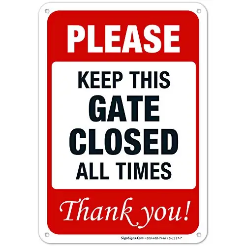 Please Keep Gate Closed Sign, Rust Free Aluminum,Weather/Fade Resistant, Easy Mounting, Indoor/Outdoor
Please Keep Gate Closed Sign, Rust Free Aluminum,Weather/Fade Resistant, Easy Mounting, Indoor/Outdoor