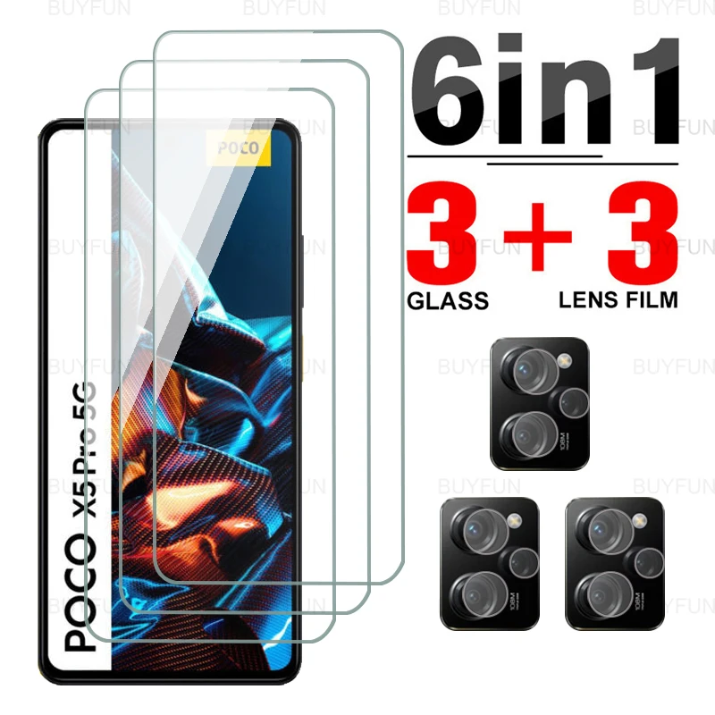 Чехол Poko X5 Pro 6,67 дюйма 6 в 1, защита для экрана из закаленного стекла для Xiaomi Xiomi Poco X5 X5Pro, Защитная пленка для объектива фотокамеры