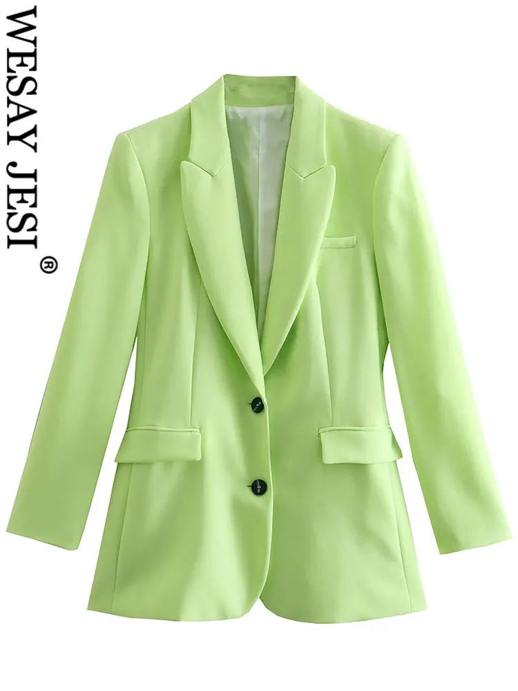 WESAY JESI Slim Fit Office Commuter Urban Daily Ladies Blazer Top Light Green Women's Pocket Single Breasted Long Sleeve Blazer
WESAY JESI Slim Fit Office Commuter Urban Daily Ladies Blazer Top Light Green Women's Pocket Single Breasted Long Sleeve Blazer