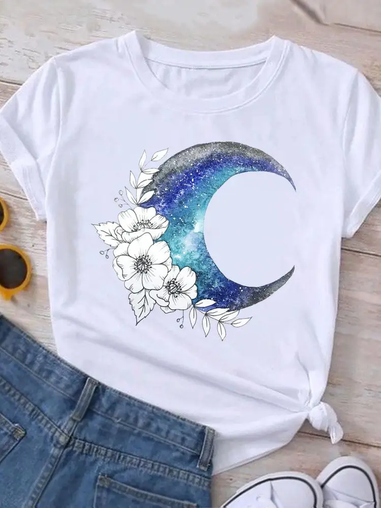 Short Sleeve Flower Moon Trend Print Clothes Summer Tee Women Fashion Clothing T-shirt Graphic T Shirt Cartoon Female Top
Short Sleeve Flower Moon Trend Print Clothes Summer Tee Women Fashion Clothing T-shirt Graphic T Shirt Cartoon Female Top