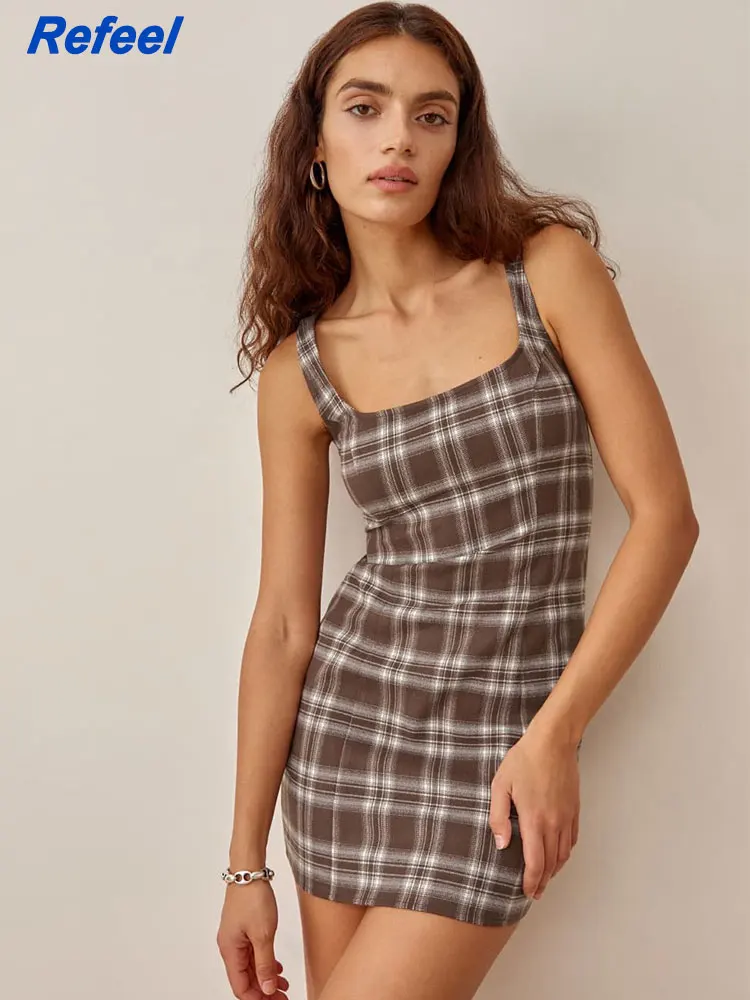 Summer women mini dress fashion sleeveless sheath sexy casual high street retro plaid tank dresses ladies 2022512
Summer women mini dress fashion sleeveless sheath sexy casual high street retro plaid tank dresses ladies 2022512