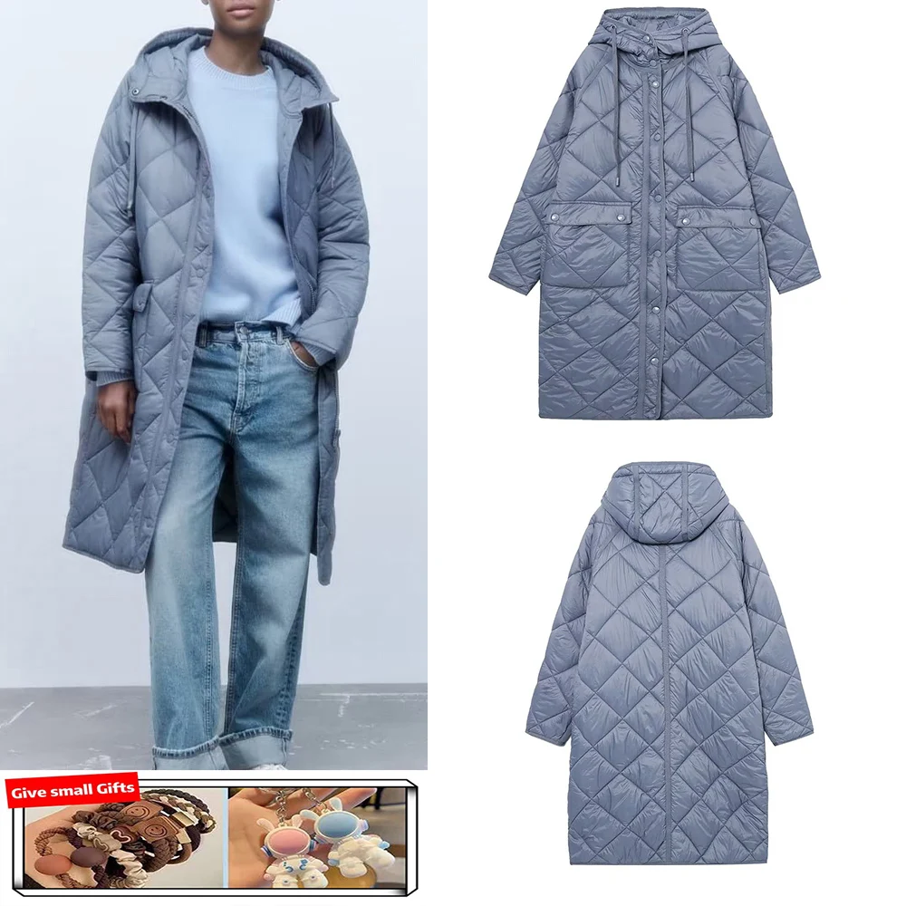 New autumn and winter versatile women's loose long version rhombus hooded cotton coat thickened jacket
New autumn and winter versatile women's loose long version rhombus hooded cotton coat thickened jacket