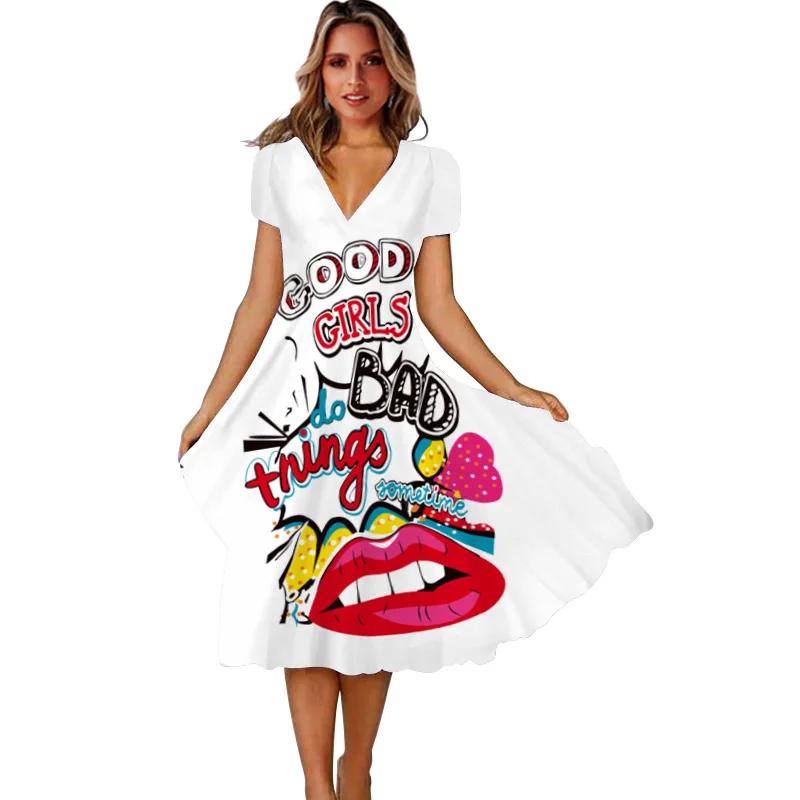 QIWN Mouth Print White Dress Women Elegant Casual Vintage Dresses Woman Summer Beach ShortSleeve Girls Midi Dress Women 2022
QIWN Mouth Print White Dress Women Elegant Casual Vintage Dresses Woman Summer Beach ShortSleeve Girls Midi Dress Women 2022