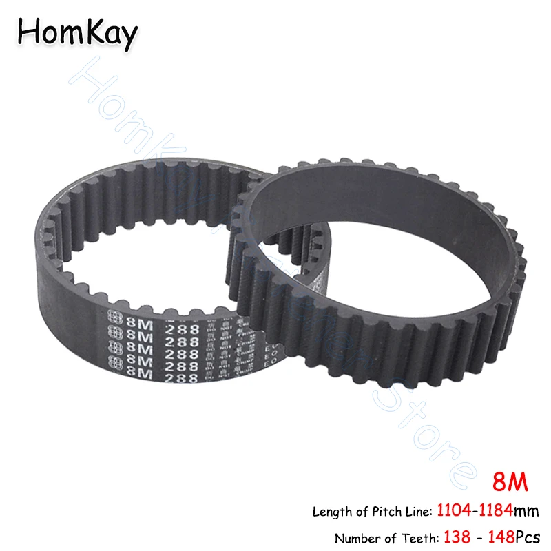 

8M Timing Belt Rubber Closed-loop Transmission Belts Pitch 8mm No.Tooth 138 139 140 141 142 143 144 145 - 148Pcs width 15-40mm