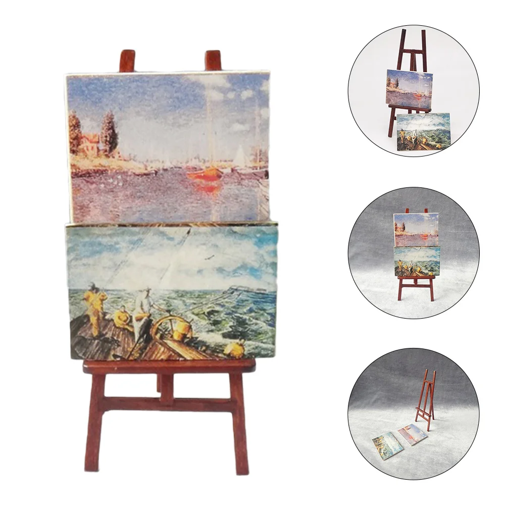 1 Set Simulation Mini Easel Miniature Furniture Doll-house Finished Paintings Ornament 
1 Set Simulation Mini Easel Miniature Furniture Doll-house Finished Paintings Ornament
