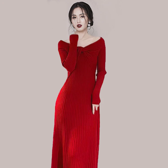 Vintage Knitting Sweater Dress Elegant Sexy V-Neck Long Sleeve Bodycon Slim Midi Dress For Women Korea Autumn 2022 Lady Clothing
Vintage Knitting Sweater Dress Elegant Sexy V-Neck Long Sleeve Bodycon Slim Midi Dress For Women Korea Autumn 2022 Lady Clothing