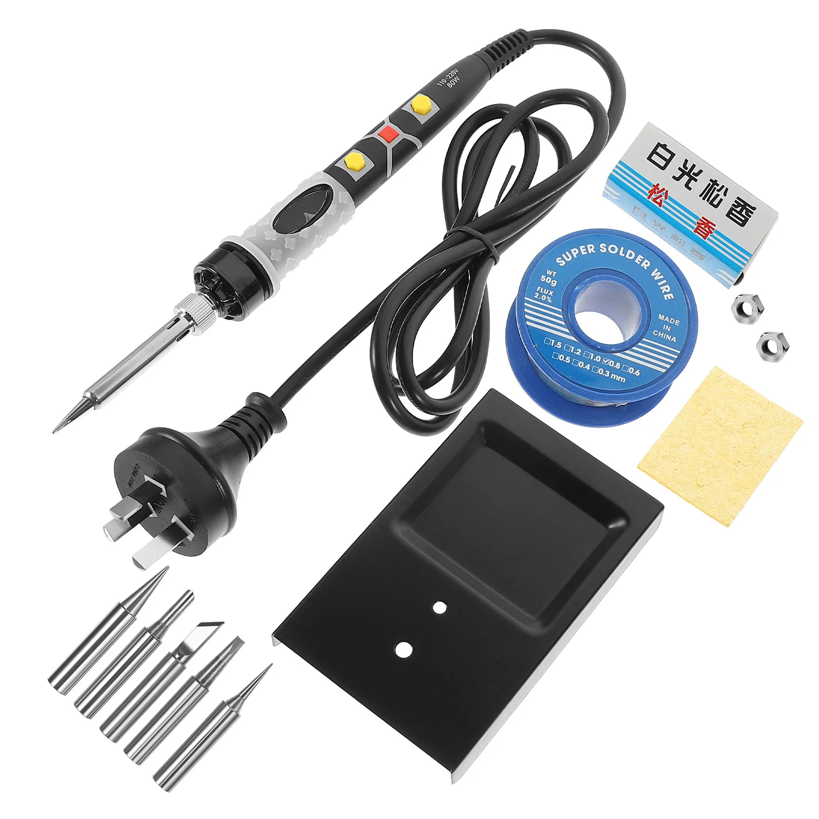 

10Pcs/Set Electronic Soldering Iron Kit 80W Adjustable Temperature LCD Digital Welding Tools Kit for Repair (AU Plug)