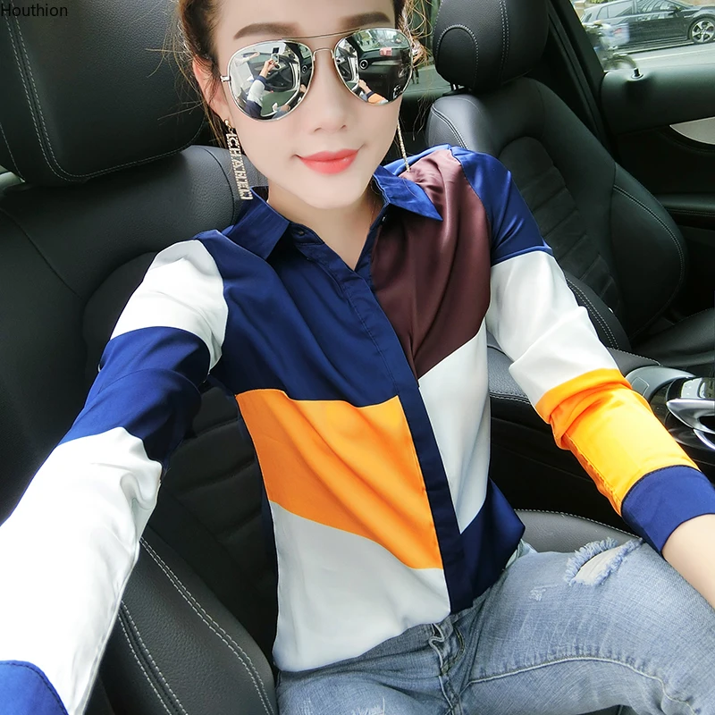 Summer Autumn New Women's Blouse Polo Shirt Long Sleeve Top Stitching Chiffon Casual Fashion Houthion
Summer Autumn New Women's Blouse Polo Shirt Long Sleeve Top Stitching Chiffon Casual Fashion Houthion