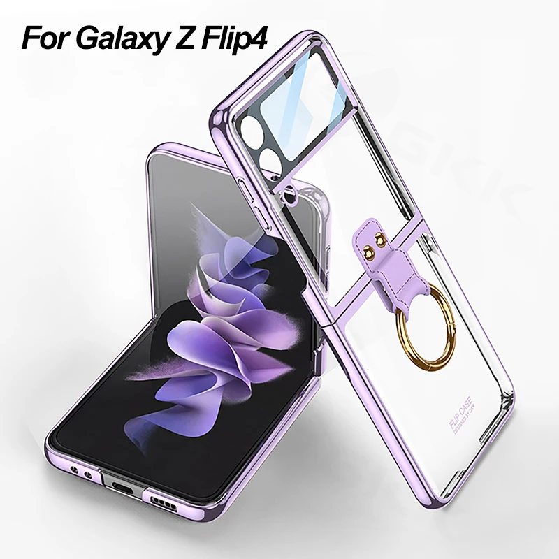 GKK For Samsung Galaxy Z Flip 4 Case Transparent Plating Back Screen Protector Frame Hard PC For Galaxy Z Flip4 Ring Stand Case
GKK For Samsung Galaxy Z Flip 4 Case Transparent Plating Back Screen Protector Frame Hard PC For Galaxy Z Flip4 Ring Stand Case