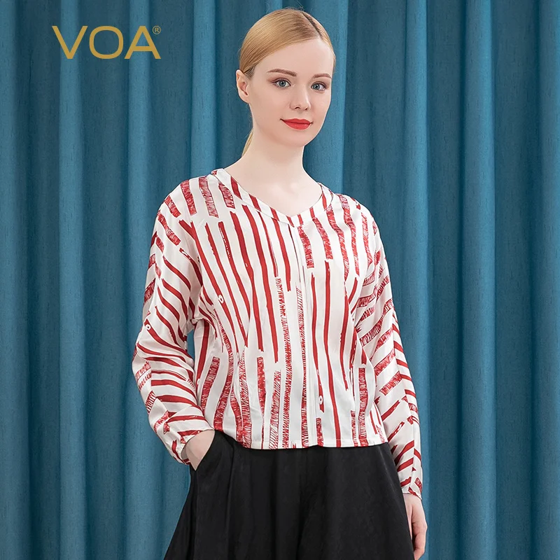 【Seckill】VOA Satin White Red Stripe Office V-neck Slight Strech Women Tops Autumn Long Sleeve High Quality Casual T-Shirts BJ506
【Seckill】VOA Satin White Red Stripe Office V-neck Slight Strech Women Tops Autumn Long Sleeve High Quality Casual T-Shirts BJ506