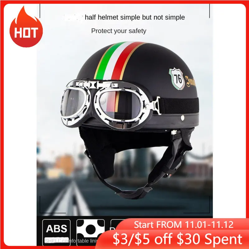 Retro Motorcycle Helmet Vintage Scooter Moto Motorbike Open Face Half Helme Goggles for casco Vintage Helmet For Men And Women 
Retro Motorcycle Helmet Vintage Scooter Moto Motorbike Open Face Half Helme Goggles for casco Vintage Helmet For Men And Women