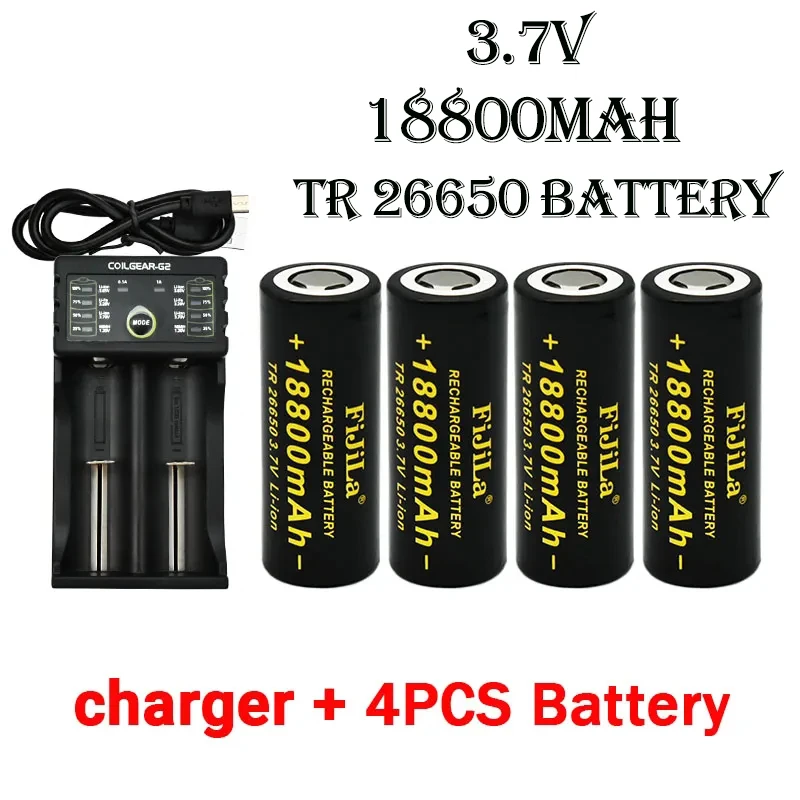 RechargeableBattery 26650Battery 3.7V18800mAhWith Charger Battery High Capacity50A Power Battery Lithium Ion for Toy Flashlight
RechargeableBattery 26650Battery 3.7V18800mAhWith Charger Battery High Capacity50A Power Battery Lithium Ion for Toy Flashlight