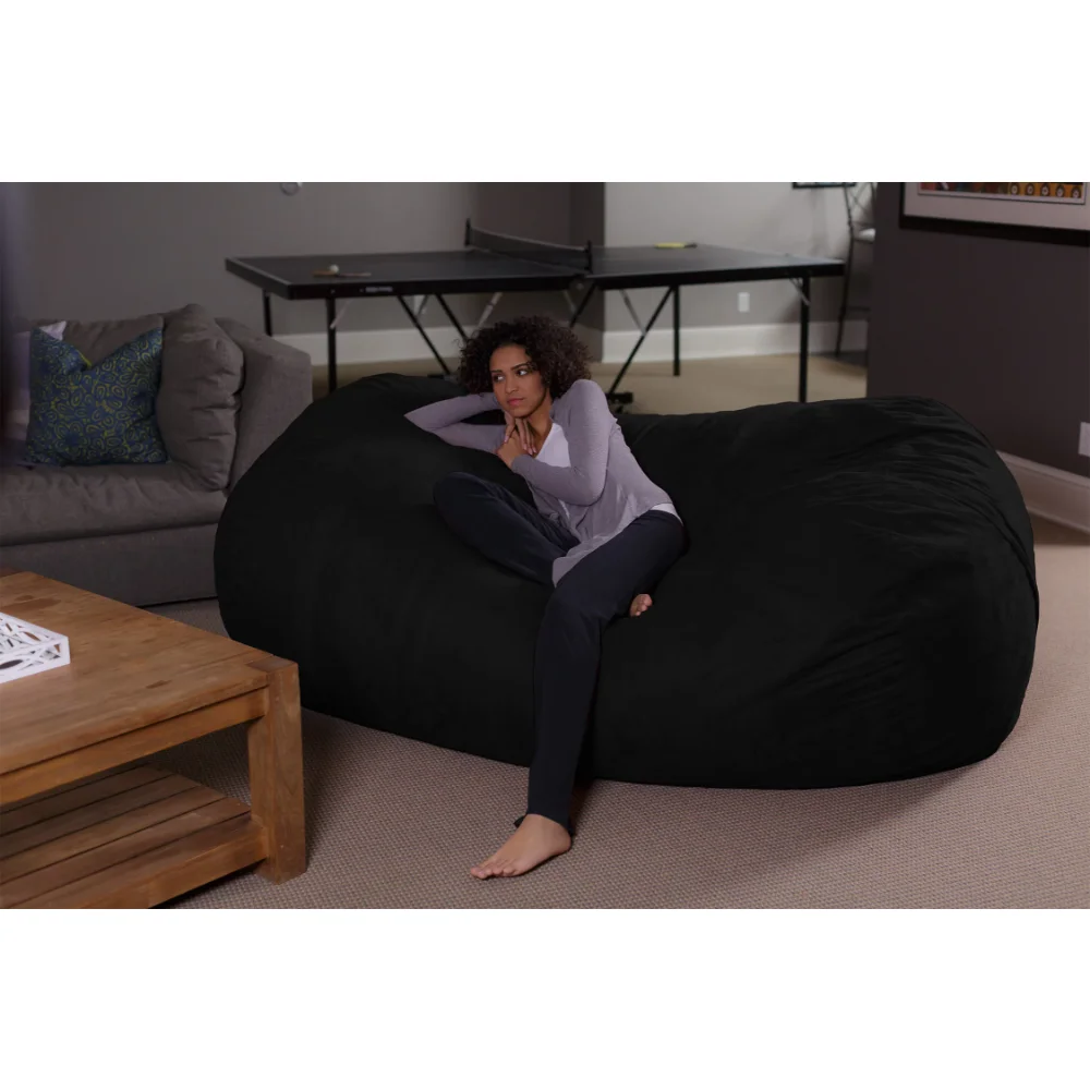 Bean Bag Chair, Memory Foam Lounger with Microsuede Cover, Kids, Adults, 7.5 Ft, Black, Sedentary Comfort, Interior Home
Bean Bag Chair, Memory Foam Lounger with Microsuede Cover, Kids, Adults, 7.5 Ft, Black, Sedentary Comfort, Interior Home