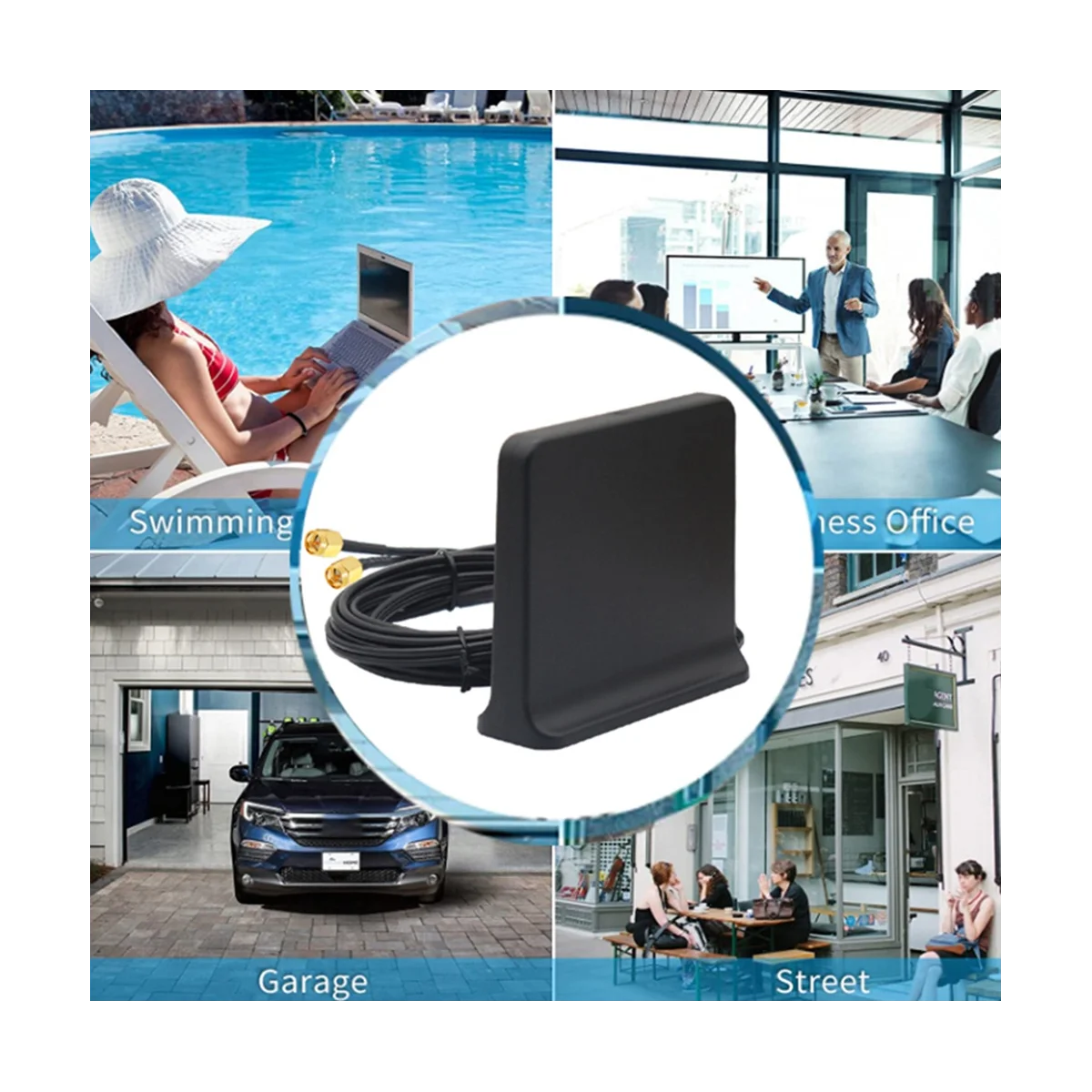 

Signal Boost 5G 4G LTE 3G GSM Mimo Aerial High Gain 12Dbi 600-6000Mhz External Omni WiFi Antenna(Black with Ts9 Adapter)