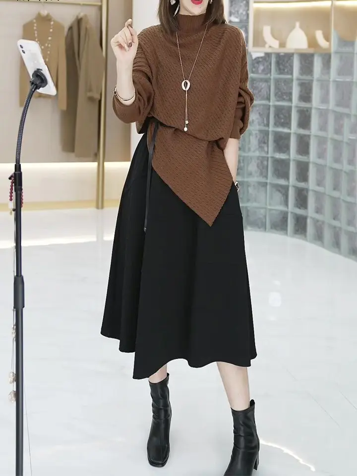 Irregular sweater women's autumn and winter new loose and thin long-sleeved half turtleneck knitted bottoming shirt
Irregular sweater women's autumn and winter new loose and thin long-sleeved half turtleneck knitted bottoming shirt