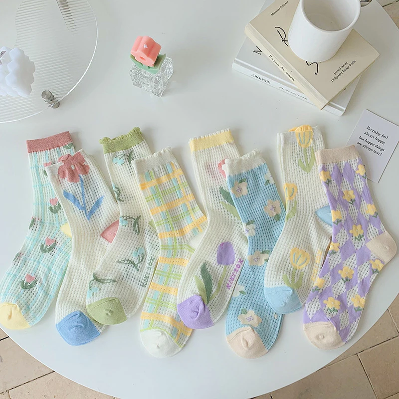 Summer Sweet Lace Mesh Frilly Socks Untra-thin Hollow Out Fishnet Sock Japanese Korean Cozy Cotton Cute Flower Middle Tube Socks
Summer Sweet Lace Mesh Frilly Socks Untra-thin Hollow Out Fishnet Sock Japanese Korean Cozy Cotton Cute Flower Middle Tube Socks