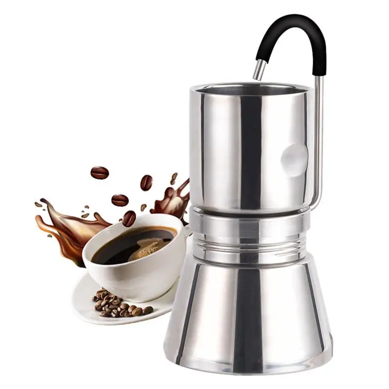 

BRSTC05 Stovetop Espresso Maker Camping Coffee Distiller Maker Stainless Steel Moka Pot Coffee Maker For Camping Accessories