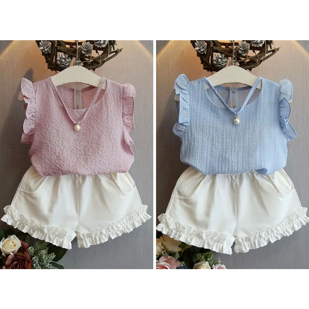 Kids Girls Clothing Sets Summer New Style Chiffon Baby Girls Clothes Sleeveless T-Shirt+Shorts Dress 2Pcs Children Clothes Suits
Kids Girls Clothing Sets Summer New Style Chiffon Baby Girls Clothes Sleeveless T-Shirt+Shorts Dress 2Pcs Children Clothes Suits
