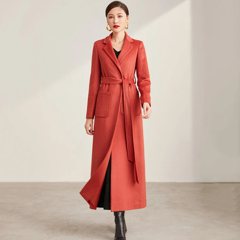 New Women Wool Coat Autumn Winter Coats Fashion Classic Suit Collar Solid Belt Woolen Overcoat Slim Long Outerwear Brick Red
New Women Wool Coat Autumn Winter Coats Fashion Classic Suit Collar Solid Belt Woolen Overcoat Slim Long Outerwear Brick Red