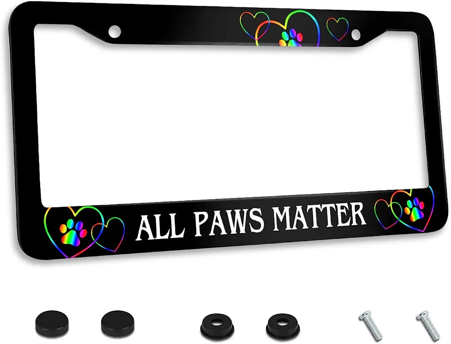 License Plate Frame All Paws Matter Rainbow Animal Paw Prints Metal License Plate Cover Accessory Decorative 2 Holes and Screws
License Plate Frame All Paws Matter Rainbow Animal Paw Prints Metal License Plate Cover Accessory Decorative 2 Holes and Screws