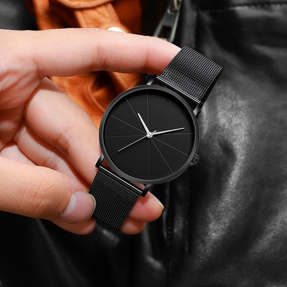 часы мужские Часы наручные кварцевые с сетчатым браслетом модные брендовые