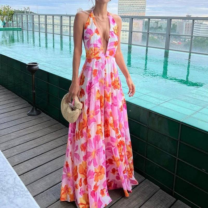 Mandylandy Women Summer Floral Print Long Loose Dress Fashion Female Casual Bohemian High Waist V Neck Corset Halter Dress
Mandylandy Women Summer Floral Print Long Loose Dress Fashion Female Casual Bohemian High Waist V Neck Corset Halter Dress