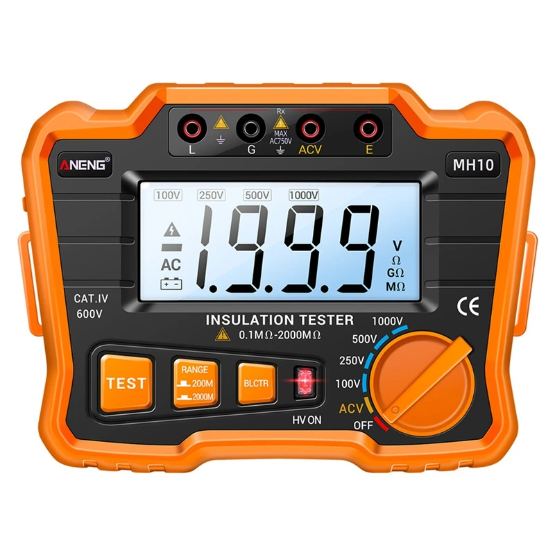 ANENG MH10 Insulation Tester Earth Ground Impedance Resistance Tester DC250V/1000V Digital Insulation Resistance Meter
ANENG MH10 Insulation Tester Earth Ground Impedance Resistance Tester DC250V/1000V Digital Insulation Resistance Meter