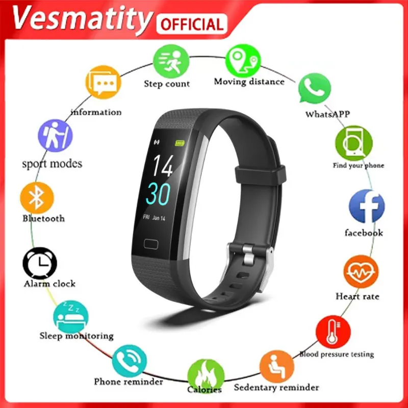 Спортивный смарт-браслет Vesmatity S5 второго поколения для измерения артериального давления, пульса, шагомера, температуры тела 
Спортивный смарт-браслет Vesmatity S5 второго поколения для измерения артериального давления, пульса, шагомера, температуры тела