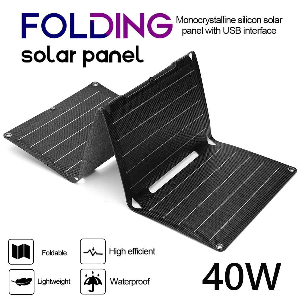 40W Portable Solar Battery Charger Waterproof Folding Solar Panels DC5521 18V/USB3.0 5V/Type-C Scratchproof for Phone Power Bank
40W Portable Solar Battery Charger Waterproof Folding Solar Panels DC5521 18V/USB3.0 5V/Type-C Scratchproof for Phone Power Bank