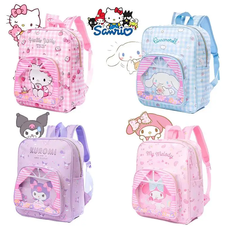 

Kawaii Sanrios Kuromi школьный рюкзак мультяшная Мелодия Коричный Hello Kitty легкий Большой Вместительный Детский рюкзак для детского сада