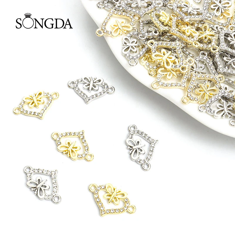 10pcs Fashion Heart Butterfly Charms Connector Silver/Gold Color Openwork Romance Alloy Rhinestone Pendant DIY Accessories Gifts
10pcs Fashion Heart Butterfly Charms Connector Silver/Gold Color Openwork Romance Alloy Rhinestone Pendant DIY Accessories Gifts
