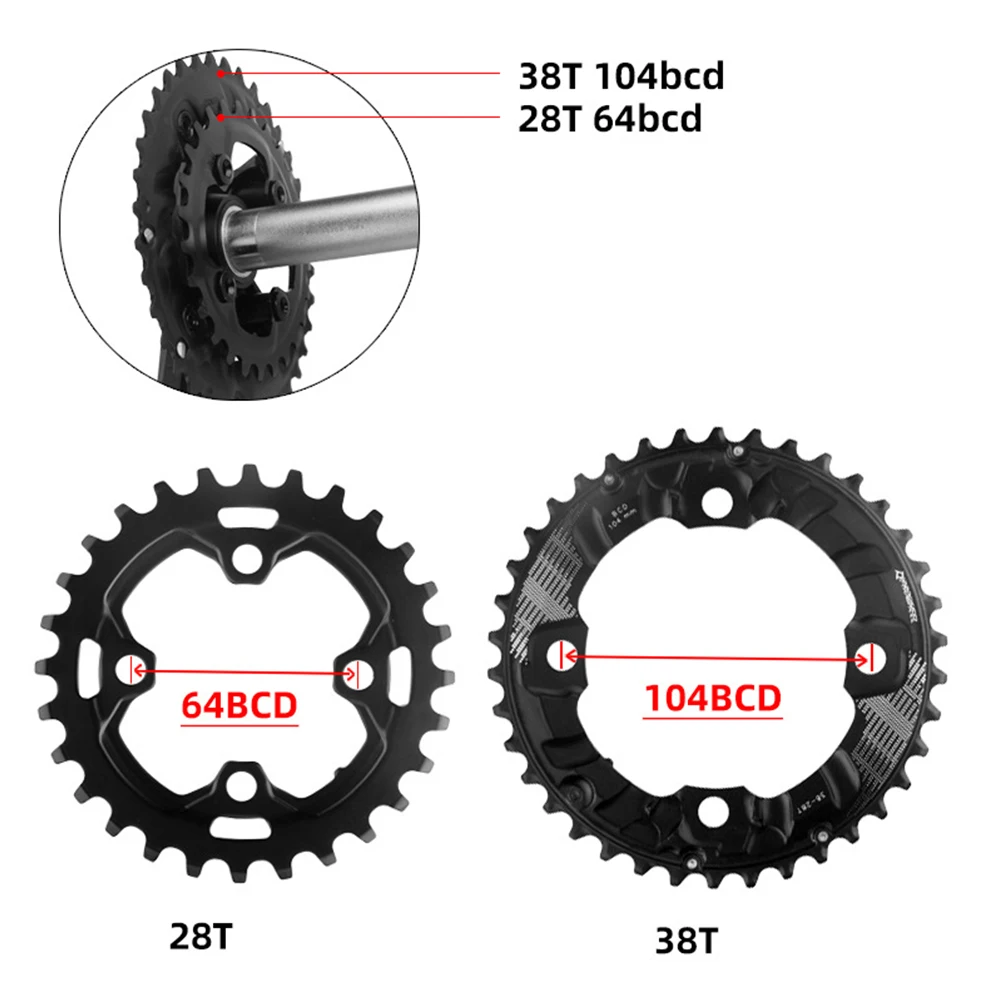 104/64 BCD MTB велосипедные двойные звездочки 26/28/36/38T 10/11, сменная передняя Звездочка
104/64 BCD MTB велосипедные двойные звездочки 26/28/36/38T 10/11, сменная передняя Звездочка