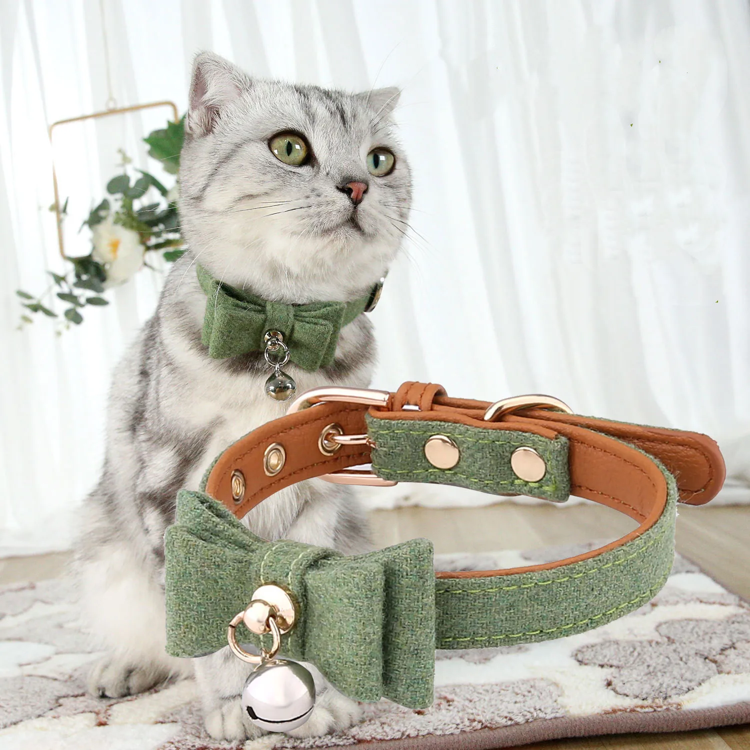 Bow Knot Collar Adjustable Luxury Cat Dog Bell Collar Pet Decorations Bow Tie Cat Collar Metal Buckle for Cats Small Dogs 
Bow Knot Collar Adjustable Luxury Cat Dog Bell Collar Pet Decorations Bow Tie Cat Collar Metal Buckle for Cats Small Dogs