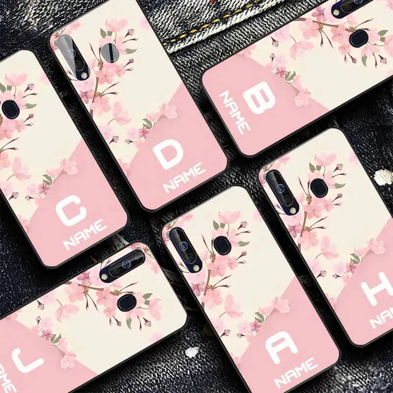 

Pink Flowers Initial Letter A To Z Phone Case for Samsung A51 01 50 71 21S 70 31 40 30 10 20 S E 11 91 A7 A8 2018