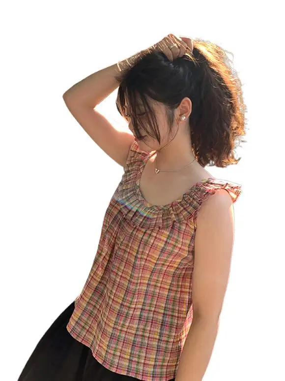 Summer Cotton New Girlish Lotus Collar Vintage Plaid Crop Tops Cool Streetwear Loose Comfortable Mori Girl Style Shirts Blouses
Summer Cotton New Girlish Lotus Collar Vintage Plaid Crop Tops Cool Streetwear Loose Comfortable Mori Girl Style Shirts Blouses