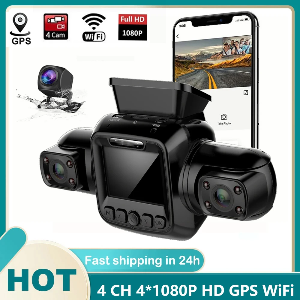 4 Channel Full HD 4*1080P Car DVR GPS WiFi Dual Lens 8 Infrared Light Night Vision 4 Channels 170°Dash Cam 24H Parking Monitor
4 Channel Full HD 4*1080P Car DVR GPS WiFi Dual Lens 8 Infrared Light Night Vision 4 Channels 170°Dash Cam 24H Parking Monitor