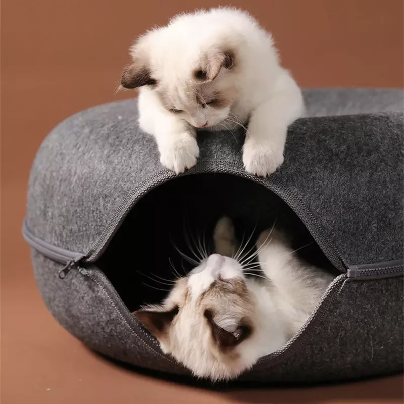 Donut Shape Cat Bed Indoor Cats Cat Tunnel and Round Donut Bed Large Cat Cave Bed Cat Hard Felt Zipper Cushion for All Seasons
Donut Shape Cat Bed Indoor Cats Cat Tunnel and Round Donut Bed Large Cat Cave Bed Cat Hard Felt Zipper Cushion for All Seasons