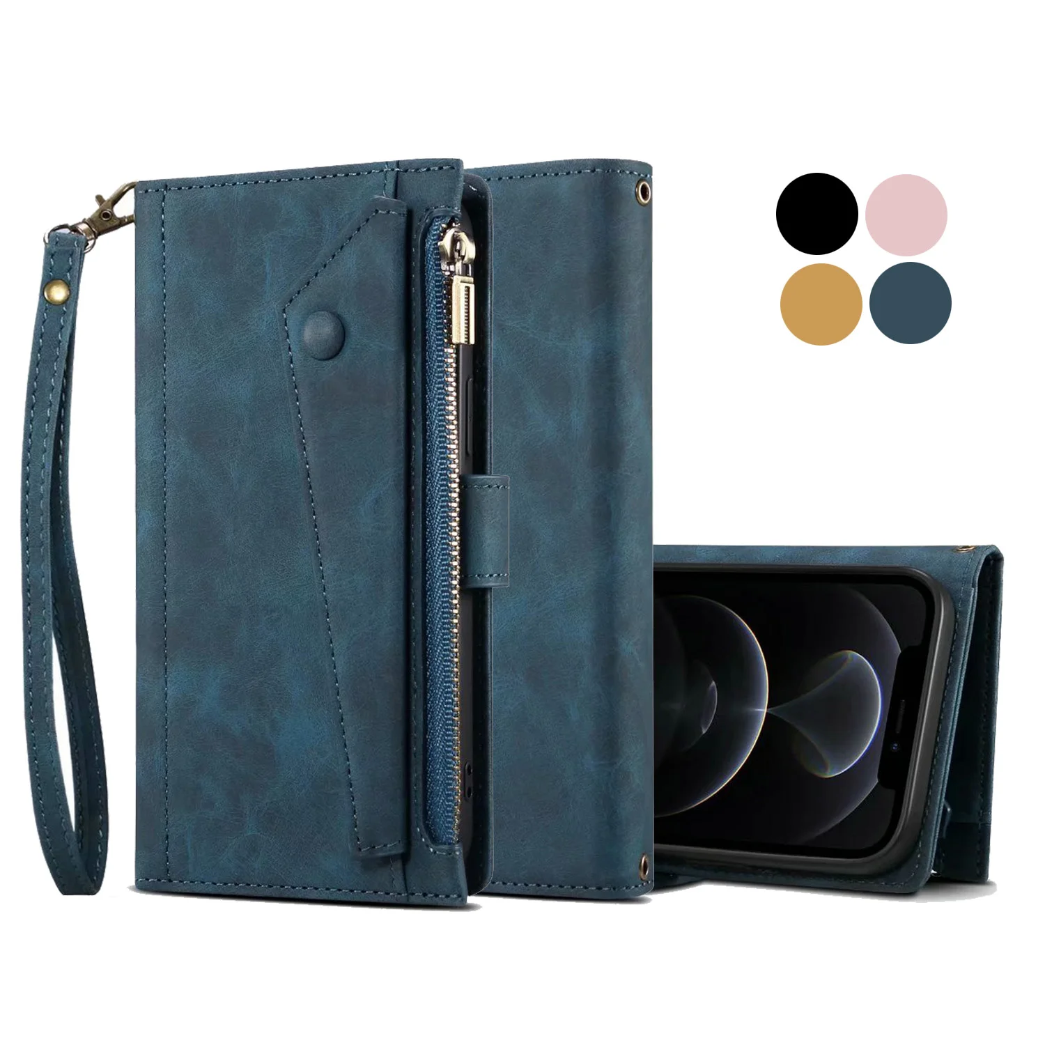 

Zipper Leather Case For Samsung Galaxy M54 A54 M14 A14 A73 A33 A53 A52 A32 A12 A42 Wallet Book Holder Full Cover Flip Bag Funda