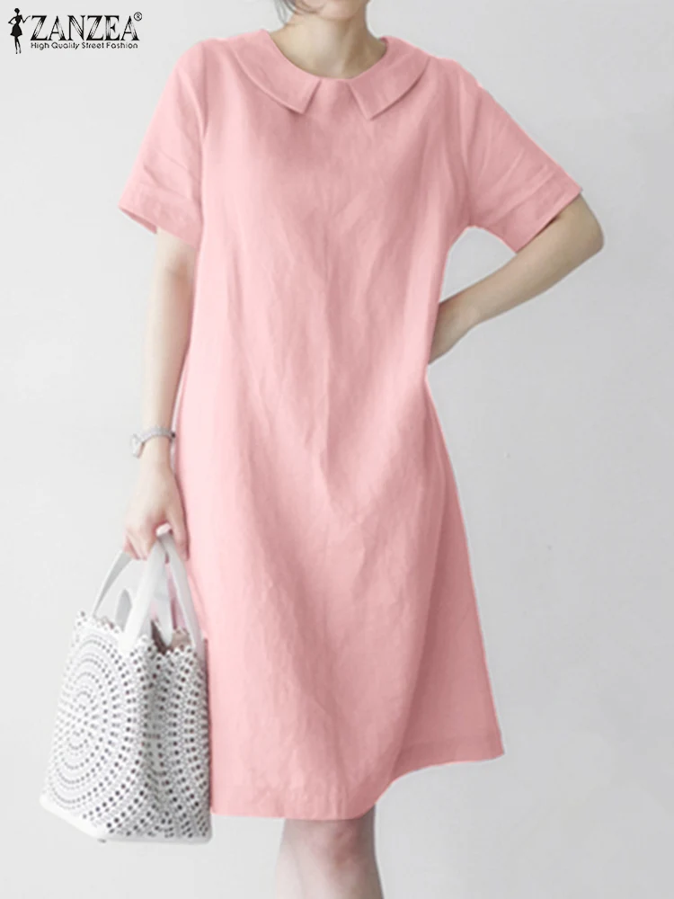 ZANZEA Short Sleeve Lapel Solid Color Sundress New Women Summer Knee Length Dress Femme Fashion Casual Holiday Loose Robe 2023
ZANZEA Short Sleeve Lapel Solid Color Sundress New Women Summer Knee Length Dress Femme Fashion Casual Holiday Loose Robe 2023