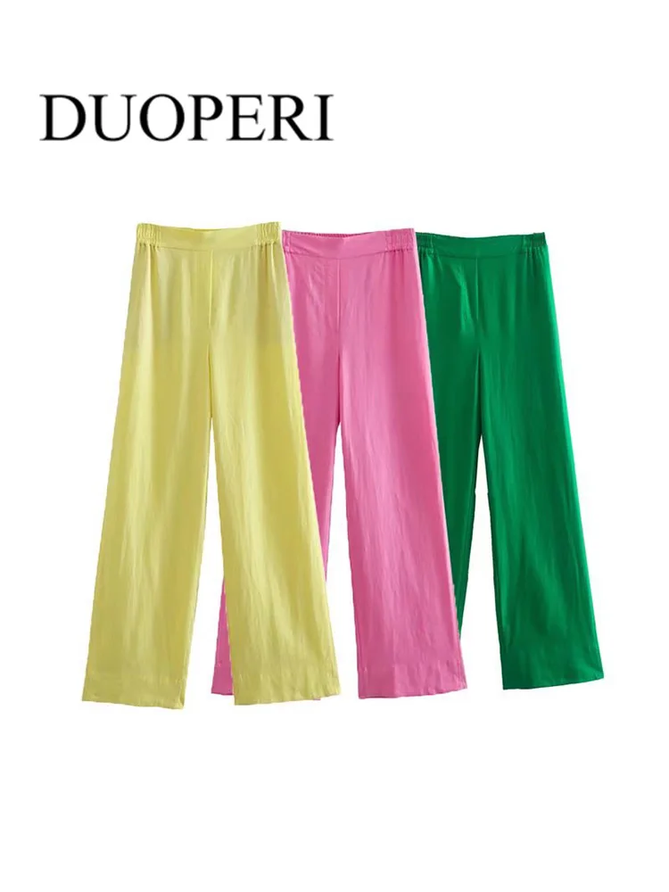 DUOPERI Women Fashion Linen Wide Leg Pants With Pockets High Waist Vintage Elastic Waist Female Trousers Mujer Chic Outfits
DUOPERI Women Fashion Linen Wide Leg Pants With Pockets High Waist Vintage Elastic Waist Female Trousers Mujer Chic Outfits