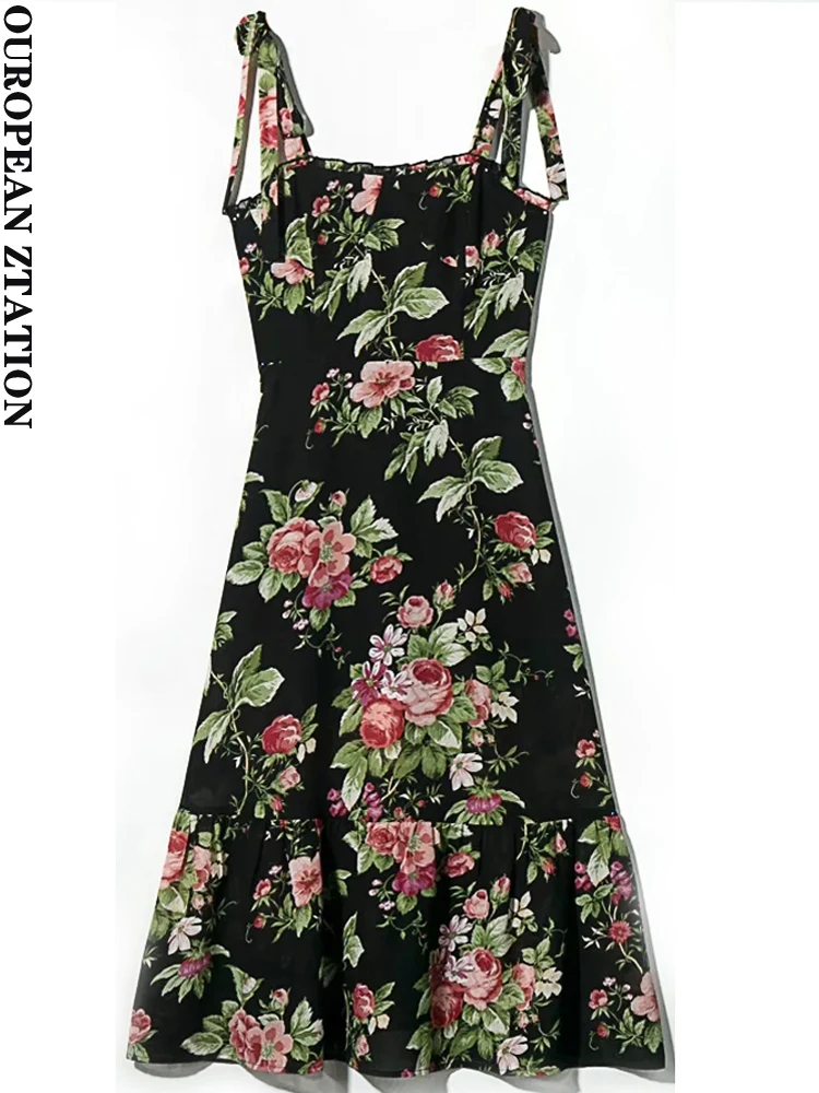 PAILETE Women summer fashion french floral print ruffles midi dress vintage sleeveless bow tied wide straps female dresses mujer
PAILETE Women summer fashion french floral print ruffles midi dress vintage sleeveless bow tied wide straps female dresses mujer