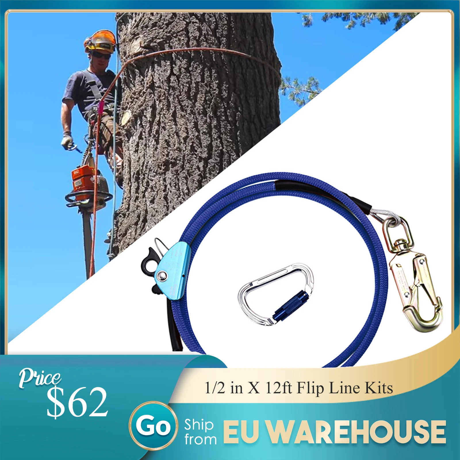 1/2 In X 12ft Steel Wire Core Flip Line Kit Climbing Positioning Rope For Arborists Climbers Tree Climbers For Arborist EU Stock
1/2 In X 12ft Steel Wire Core Flip Line Kit Climbing Positioning Rope For Arborists Climbers Tree Climbers For Arborist EU Stock