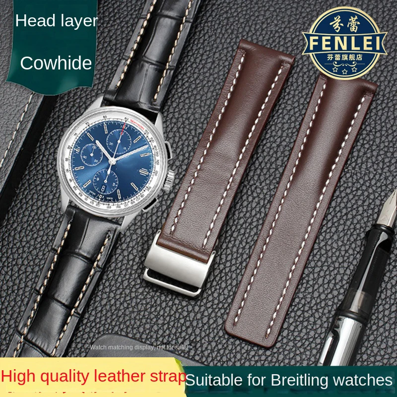 

Italy Genuine Leather Watch Band for Breitling NAVITIMER WORLD Super Ocean Colt Chronograph Avenger AVIATOR 22 24mm Watch Strap